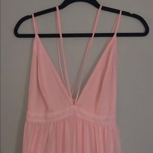 Long pink strappy dress!